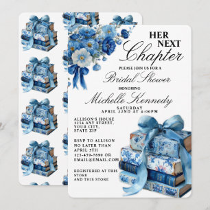 Elegant Blue Hennes Nästa Kapitel Bröllopsdusch Inbjudningar