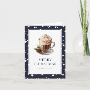 Elegant Blue Hett Chocolate God jul Card Helgkort