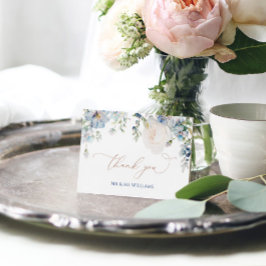 Elegant Blue Hidrangea & Ro Bröllop Tack Kort