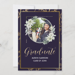 Elegant Blue High School Student 2025 Photo Party Inbjudningar