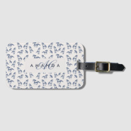 Elegant Blue Horses Monogrammed Initial Gifts Bagagebricka