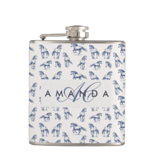 Elegant Blue Horses Monogrammed Initial Gifts Fickplunta