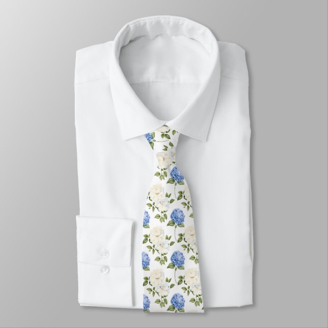 Elegant Blue Hydragea Flowers Mönster Slips (Bunden)