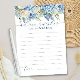 Elegant Blue Hydrangea Advice and Önskemål Card Inbjudningar