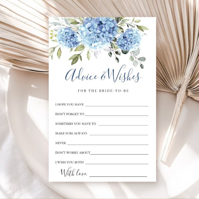Elegant Blue Hydrangea Advice & Önskemål Card (Skapare uppladdad)