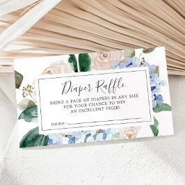 Elegant Blue Hydrangea Baby Shower Diaper Raffle Tilläggskort