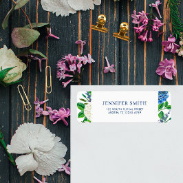 Elegant Blue Hydrangea Baby Shower Returadress Etikett