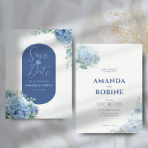 Elegant Blue Hydrangea Blommigt Bröllop