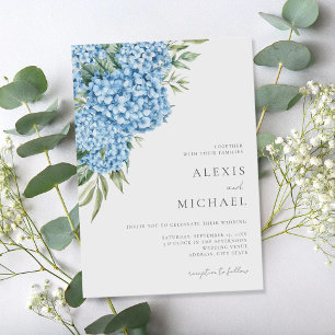Elegant Blue Hydrangea Blommigt Bröllop Inbjudningar