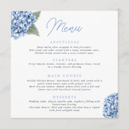 Elegant Blue Hydrangea Blommigt Bröllop Meny