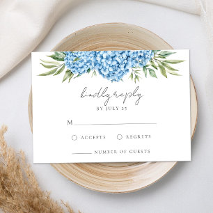 Elegant Blue Hydrangea Blommigt Bröllop OSA Kort