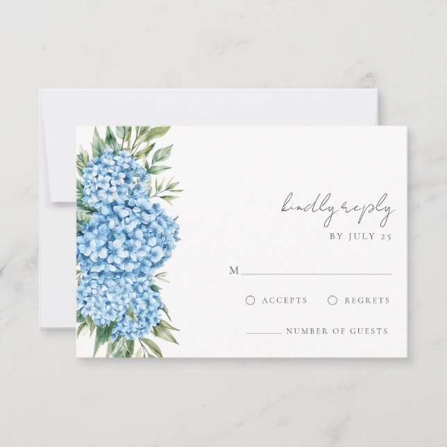 Elegant Blue Hydrangea Blommigt Bröllop OSA Kort (Framsida)