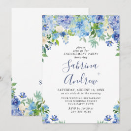 Elegant Blue Hydrangea Blommigt FÖRLOVNINGSFEST Inbjudningar