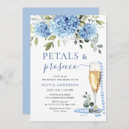 Elegant Blue Hydrangea Blommigt PETALS & Prosecco Inbjudningar