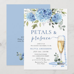 Elegant Blue Hydrangea Blommigt PETALS & Prosecco Inbjudningar