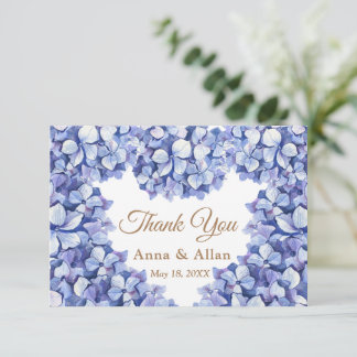 Elegant Blue Hydrangea Blommigt Tack Kort