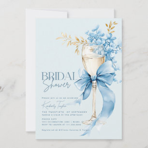 Elegant Blue Hydrangea Bow Möhippa Inbjudningar