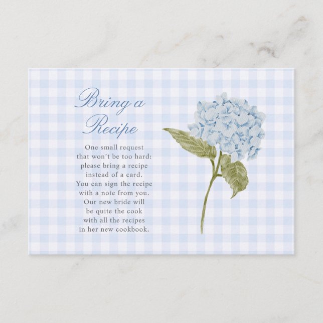 Elegant Blue Hydrangea Bring a Recipe Card Tilläggskort (Framsida)