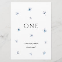 Elegant Blue Hydrangea Bröllop Bordsnummer Namn