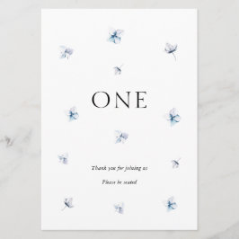 Elegant Blue Hydrangea Bröllop Bordsnummer Namn