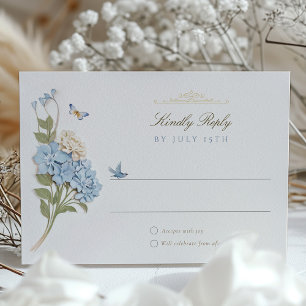 Elegant Blue Hydrangea Bröllop OSA Card Inbjudningar