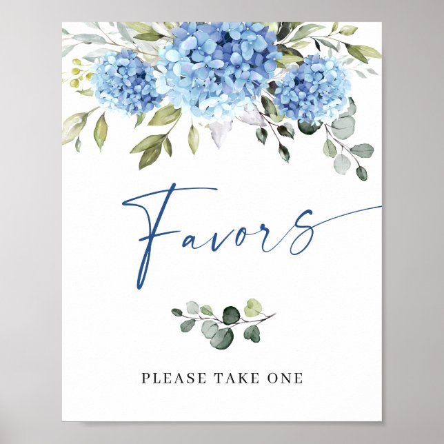 Elegant Blue Hydrangea Eucalyptus Favorittecken Poster (Framsidan)