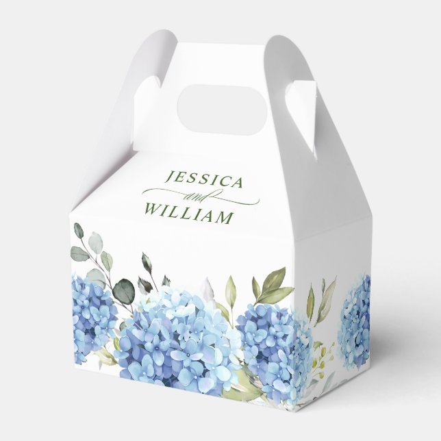 Elegant Blue Hydrangea Eucalyptus Gift Bröllop Presentaskar (Framsidan Sidan)