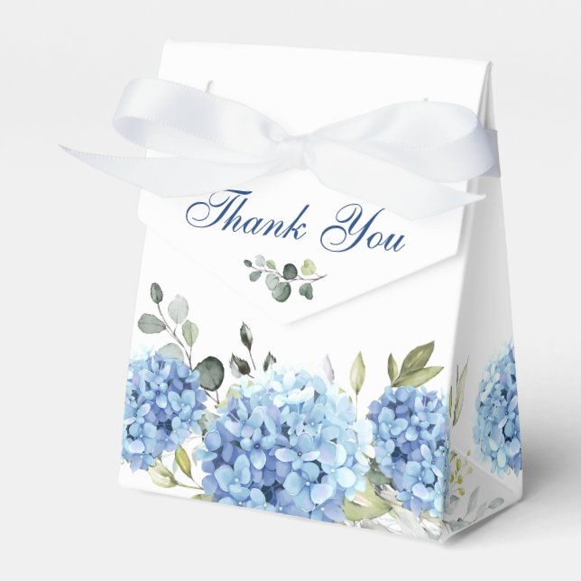 Elegant Blue Hydrangea Eucalyptus Gift Bröllop Presentaskar (Framsidan Sidan)