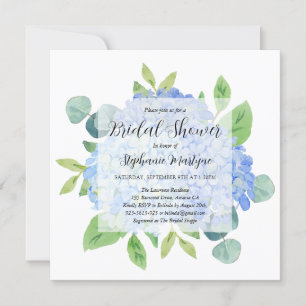 Elegant Blue Hydrangea Eucalyptus Möhippa Inbjudningar