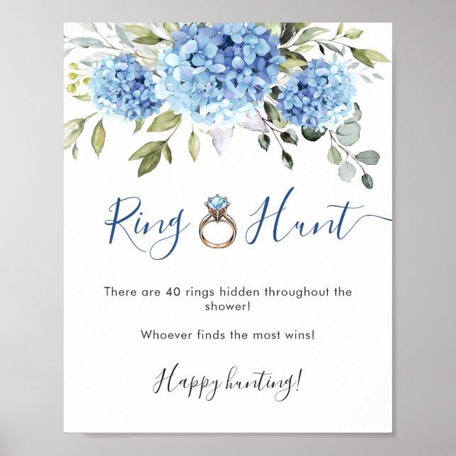 Elegant Blue Hydrangea Eucalyptus Möhippa Poster (Framsidan)