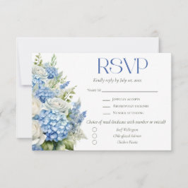 Elegant Blue Hydrangea Floral Meal Choice Wedding OSA Kort