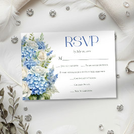 Elegant Blue Hydrangea Floral Meal Choice Wedding OSA Kort