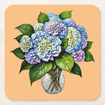 Elegant Blue Hydrangea Flower Papper Underlägg
