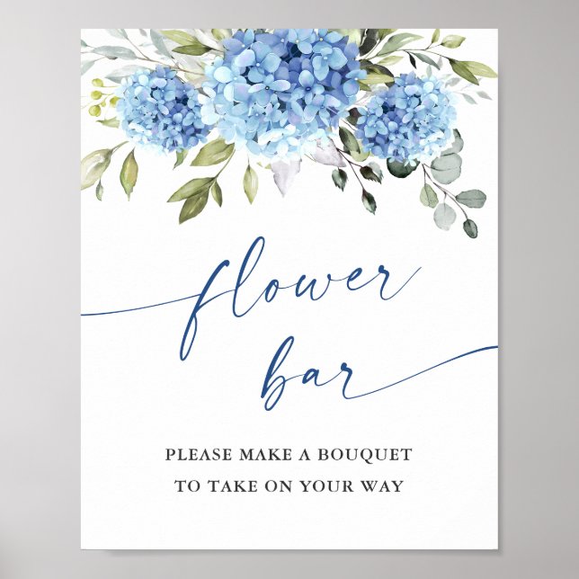 Elegant Blue Hydrangea Flower Pub Möhippa Poster (Framsidan)