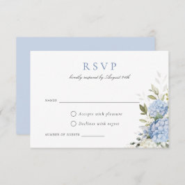 Elegant Blue Hydrangea Greenery Bröllop OSA Card Inbjudningar