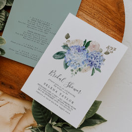 Elegant Blue Hydrangea med Möhippan Information Inbjudningar