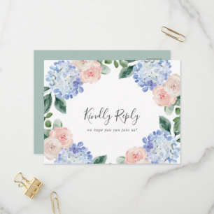 Elegant Blue Hydrangea Menu Choice OSA Postcard Inbjudan Vykort