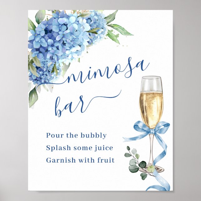 Elegant Blue Hydrangea Mimosa Pub Weddin Poster (Framsidan)