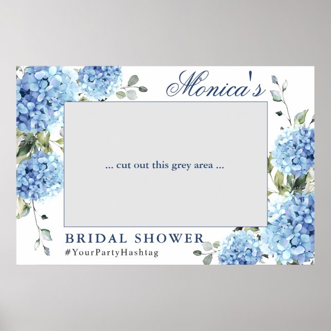 Elegant Blue Hydrangea Möhippa Photo Prop Poster (Framsidan)