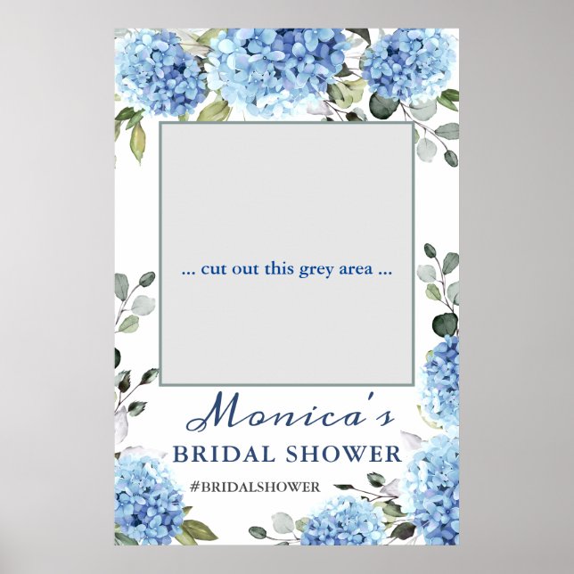 Elegant Blue Hydrangea Möhippa Photo Prop Poster (Framsidan)