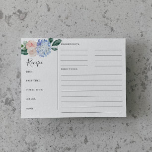 Elegant Blue Hydrangea Möhippa Recept Cards Vykort