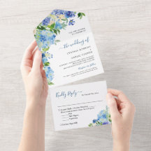 Elegant Blue Hydrangea Pastel Blommigt Bröllop