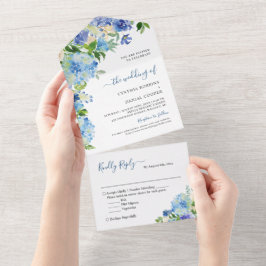 Elegant Blue Hydrangea Pastel Blommigt Bröllop