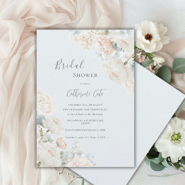 Elegant Blue Hydrangea Peonies Bridal Shower  Inbjudningar