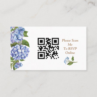 Elegant Blue Hydrangea QR-OSA-kuvert Placeringskort