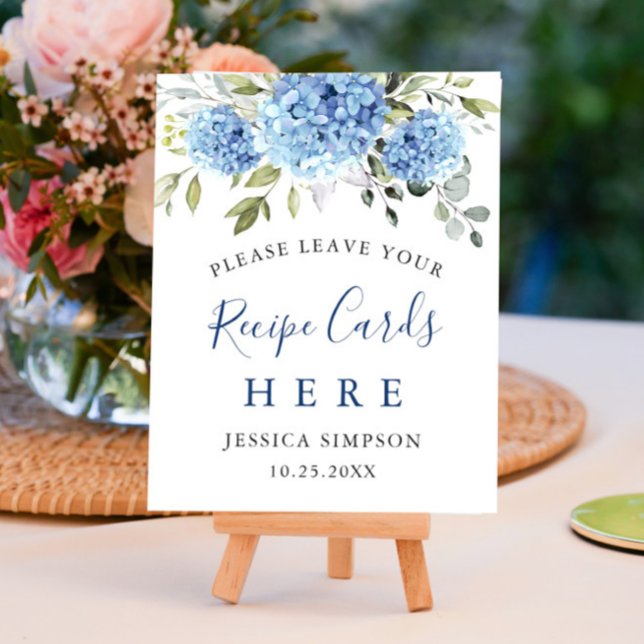 Elegant Blue Hydrangea Recipe Cards Möhippa Poster (Skapare uppladdad)