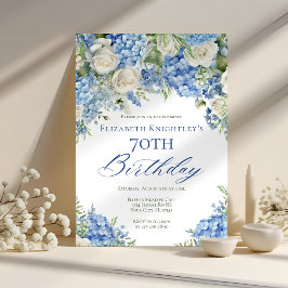 Elegant Blue Hydrangea Ro Garden Födelsedagsfest Inbjudningar