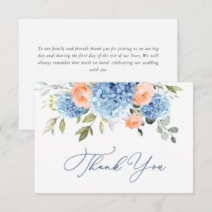 Elegant Blue Hydrangea Rosa ros Flowers Tack Kort