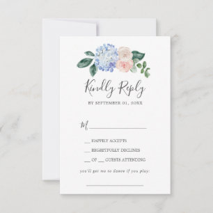Elegant Blue Hydrangea Sång Request OSA kort