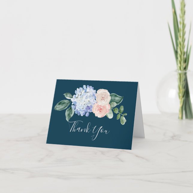 Elegant Blue Hydrangea | Tunga tackkort (Framsida)